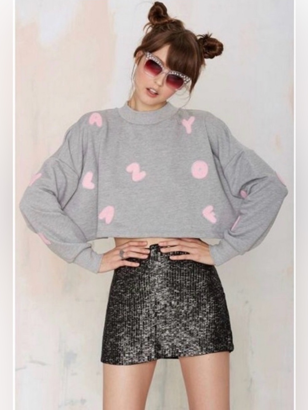 Lazy Oaf Cropped Letter Sweatshirt One Size Casual